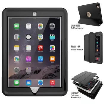 

Shockproof Shell for Apple IPad 9.7 A1822 Stand Case for Apple New IPad 9.7 2017 A1822 Armor Hybrid Defender Kickstand Cover+pen