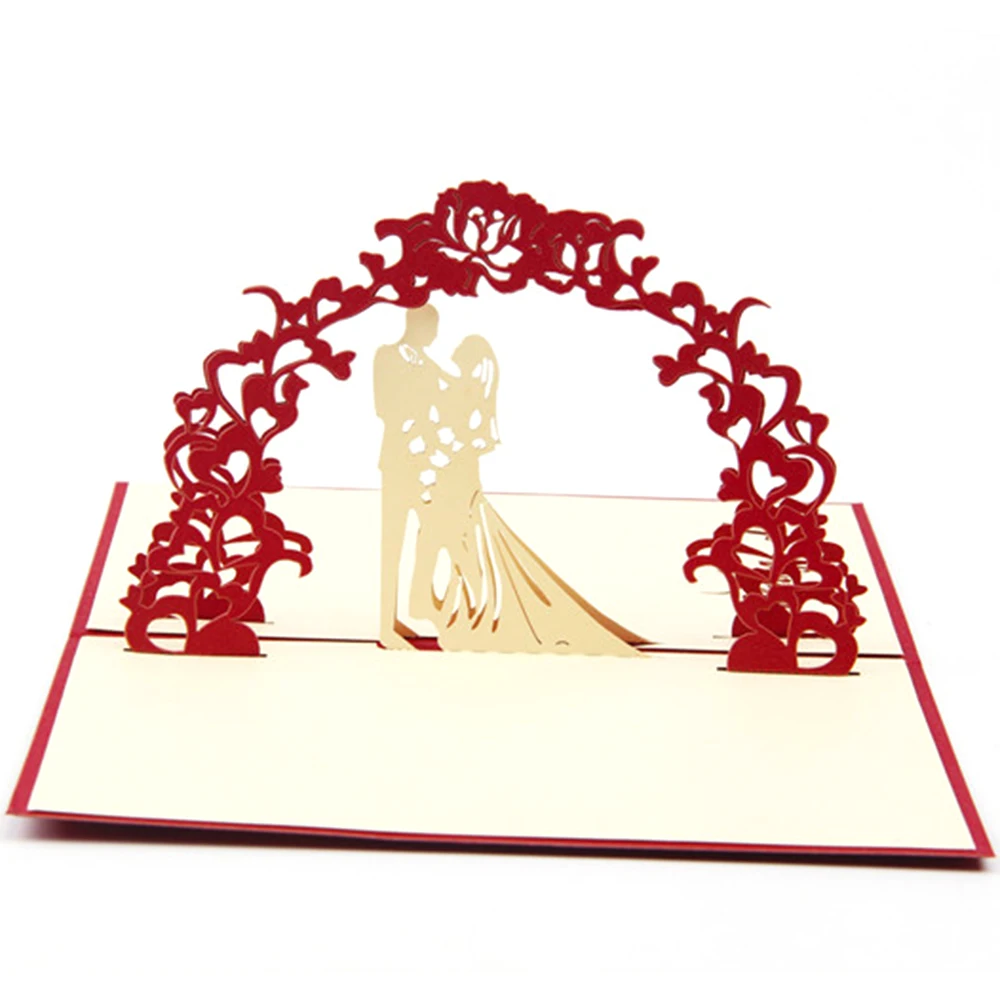  New 3D Pop Up Card Wedding Day Valentine Anniversary Greeting Invitations Cards Elegant Favor Envel - 32963455237