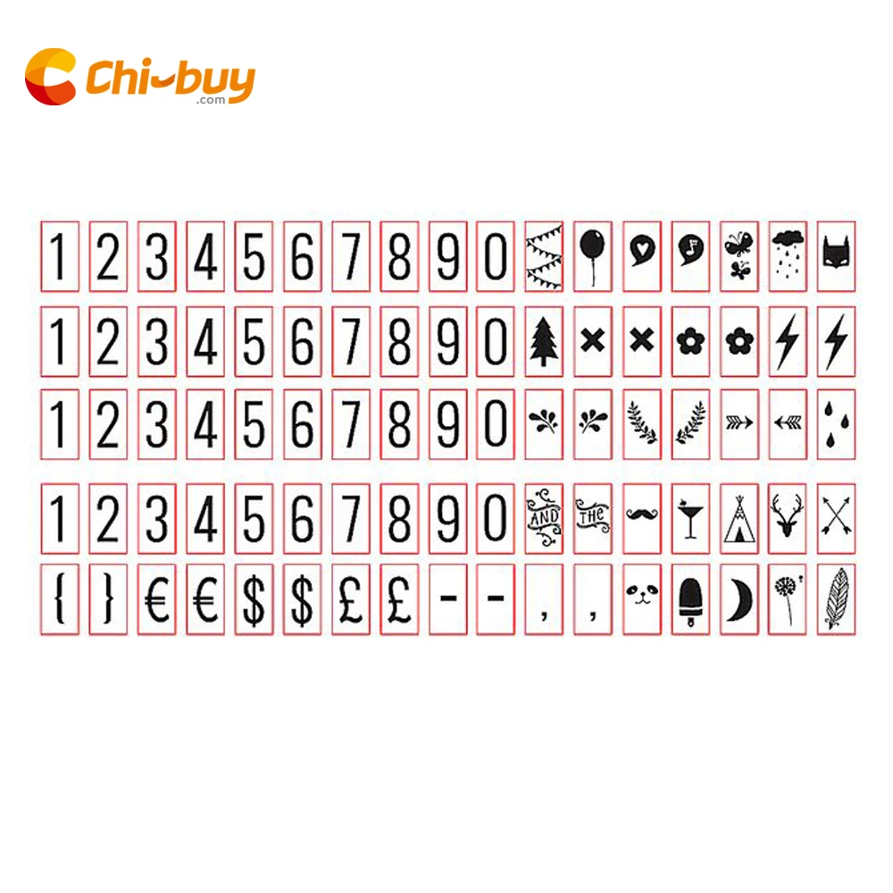 CHIBUY черные цифры и фотовспышка для светодиодного кинотеатра формата A4 (85 шт. в