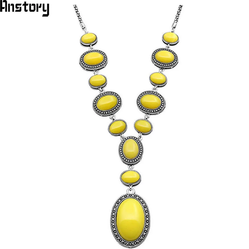 

Simulated Oval Beeswax Necklace For Women Antique Jewelry Bohemian Fashion Jewelry TN337