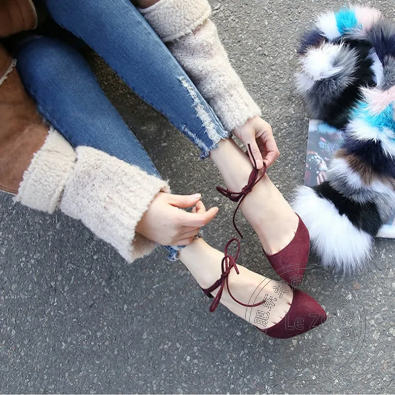 

New Korean Pump Suede Shoes Sweet Slip On Buckle Casual Fashion Shoes Woman Comfy Nubuck Leather Women Sexy Shoes Stiletto Heels