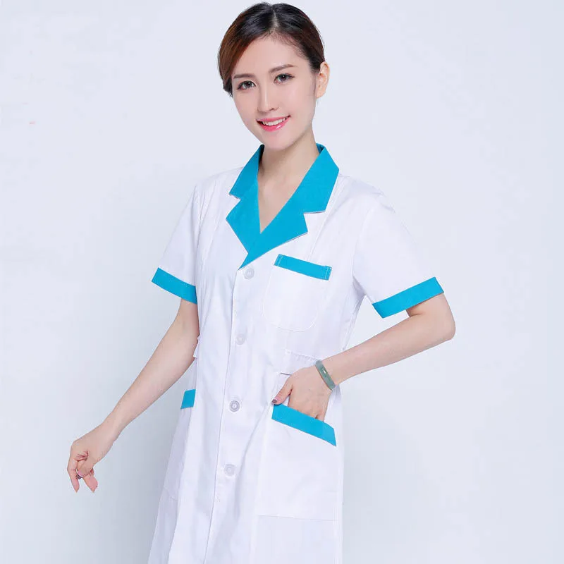 Новое поступление летние шорты с длинными рукавами форма медсестры, медицинская лабораторный халат Аптечная униформы больницы врачи белое пальто