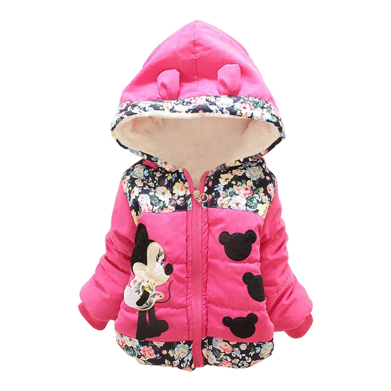 New Winter Baby Girls Minnie Jacket Kids Cotton Warm Coat Chirdren Character Lovely Thick Hoodies Outerwear Girls Vest