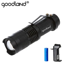 Goodland-Mini linterna Led con zoom, linterna táctica con 3 modos de luz, batería 14500, para bicicleta y Camping