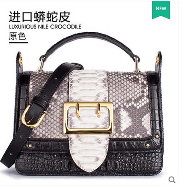

gete Custom style 15 days shipments 2019 new hot freeshipping alligator python skin female flap women bag Joining together