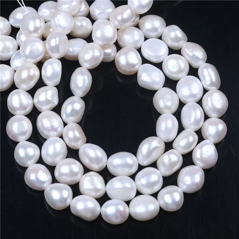 

AAA 11-12mm Baroque Shape White Cultured FreeForm Freshwater Pearl Loose Beads Strand 16"