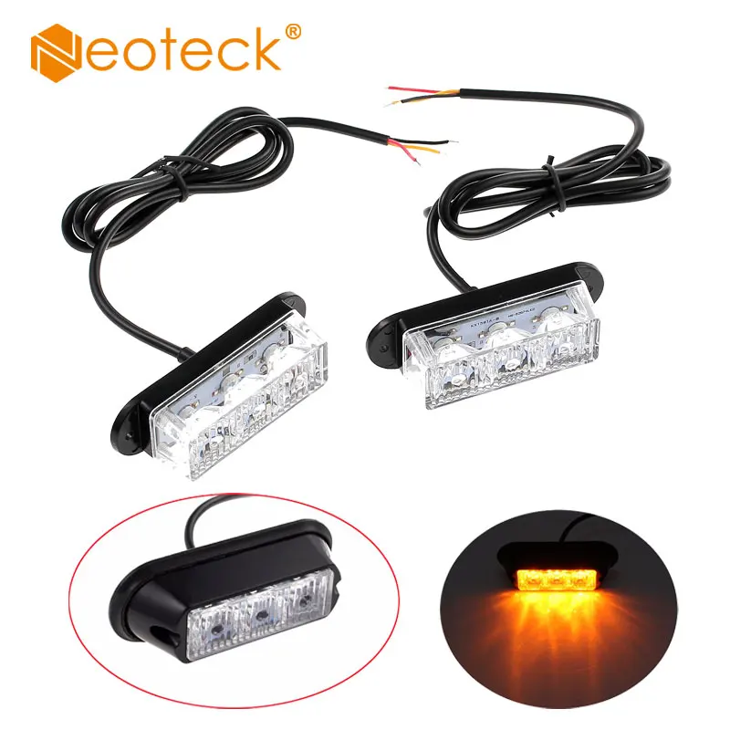 

Neoteck 2Pcs/set Amber Red Light Bulbs Strobe Flashing 3 LED Lights For Recovery Car Truck Breakdown Lorry Lamps Warning Light
