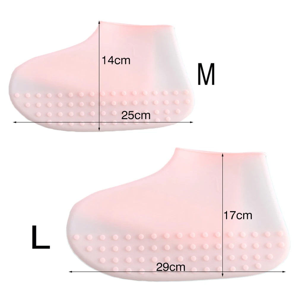1 Pair Reusable Shoes Cover Waterproof Silicone Shoes Protectors Indoor Outdoor Non-slip Solid Color White Pink Shoes Cover New