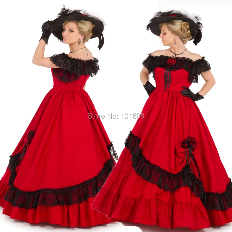 

NEW!Retro Red 19 Century Vintage costumes Victorian dresses Historical Rococo Cosplay Halloween dresses Renaissance dress HL-122