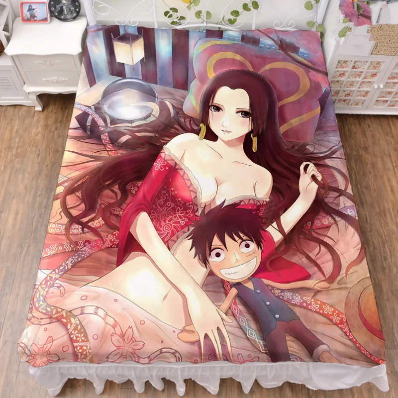 

Anime ONE PIECE Monkey D. Luffy Roronoa Zoro Nami Sanji Chopper Hancock milk fiber sheet & flannel blanket summer quilt 150x200