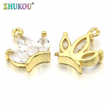 

11*12mm Brass Cubic Zirconia Crown Charms Pendants DIY Necklace Pendant Jewelry Accessory Findings, Hole: 1mm, Model: VD268