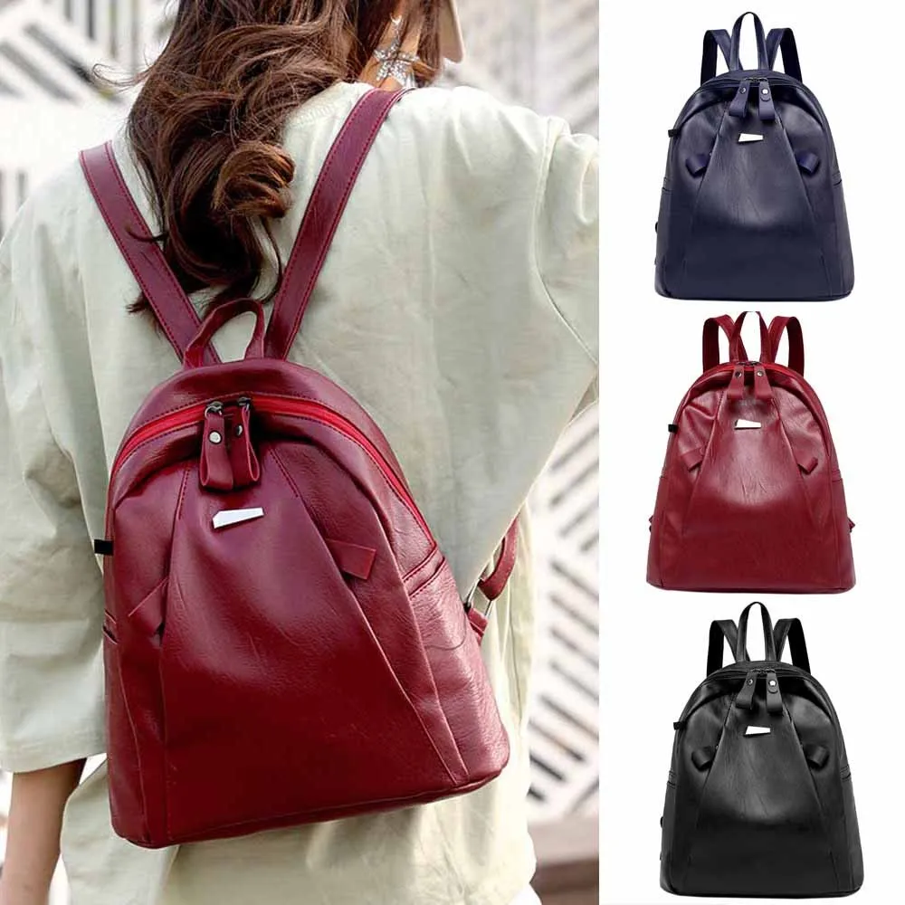 

Mochila High quality PU leather rucksack Women's Backpack Casual Student Bag Headset Bag Travel Bag mochilas mujer 2018 #B30