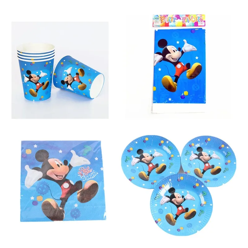 

61pcs \ lot Mickey Mouse Child Like Table Cloth Napkins Cup Plate Party Party Supplies Pair Napkin Decorative Cardboard Cup