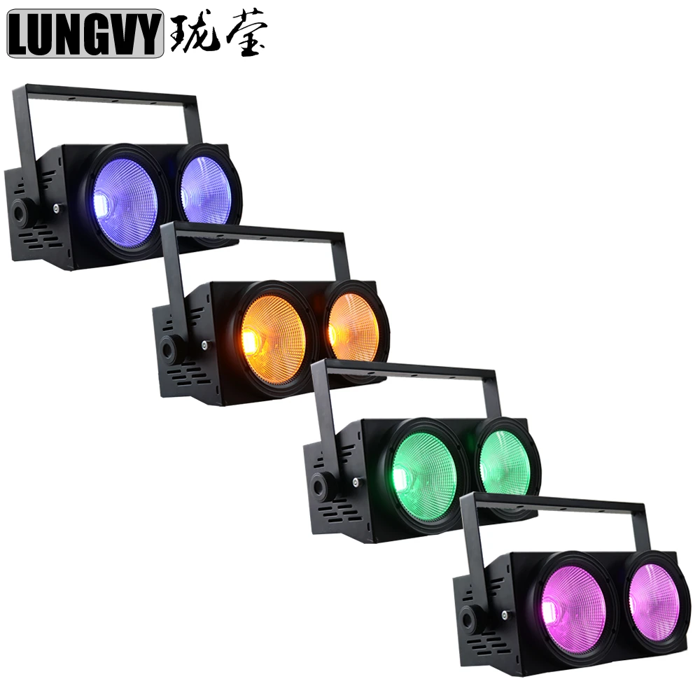 

Free Shipping 4pcs/lot 6 in 1 RGBWA UV Mixed Color 2x100W Led COB Blinder For Stage Event Show