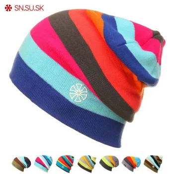 

SN.SU.SK New Men Women Hats Warm Winter Knitting Skating Skull Cap Ski Hat Beanies Turtleneck Caps Snowboard Hat