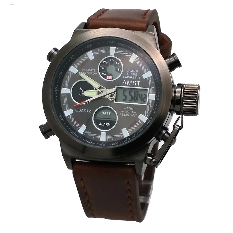 Часы AMST 3003 мужские кварцевые с жк дисплеем|watch strap nylon|strap handlewatch 22mm |