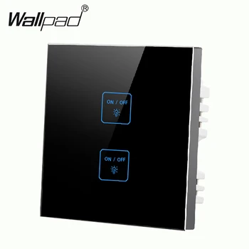 

New Arrival 2 gangs 1 way Crystal Glass Led Black DIY touch light wall switch touch switch free Customize words Free Shipping