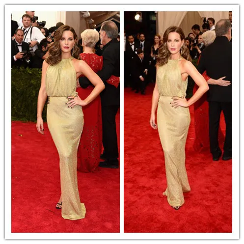 Mgc17 Hot Elegant Celebrity Dresses 2017 Met Gala Halter Gold Mgc17 Hot Elegant Celebrity Dresses 2017 Met Gala Halter Gold Kate Beckin Evening Gowns Party Robe De Soiree In Inspired