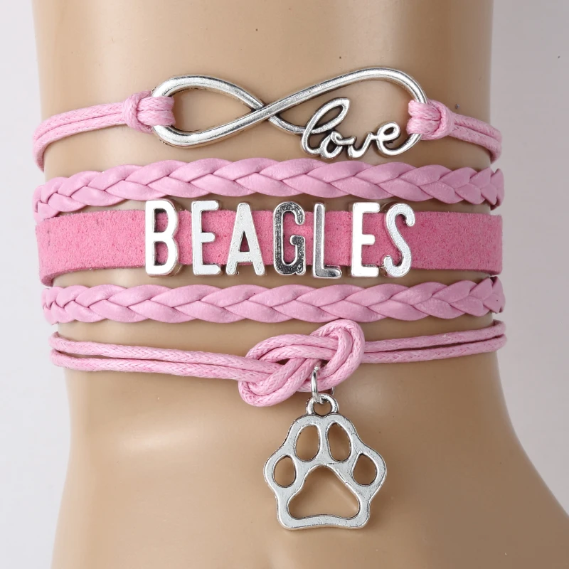 Браслет Infinity Love Beagles плетеный браслет в виде лапы подарок для любителей животных