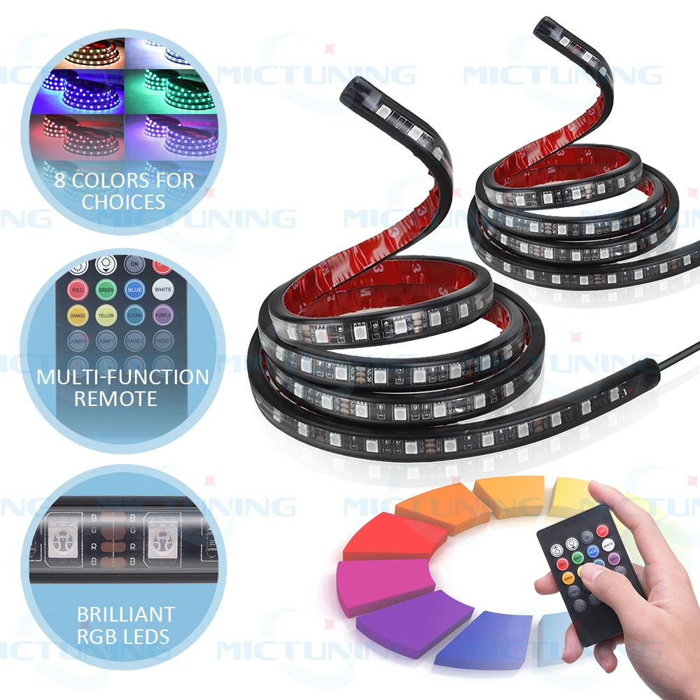 

MICTUNING 2Pcs 60" RGB LED Truck Bed Lights Wireless Remote Car Strip Lamp Lighting Kit Waterproof for Pickup SUV RV