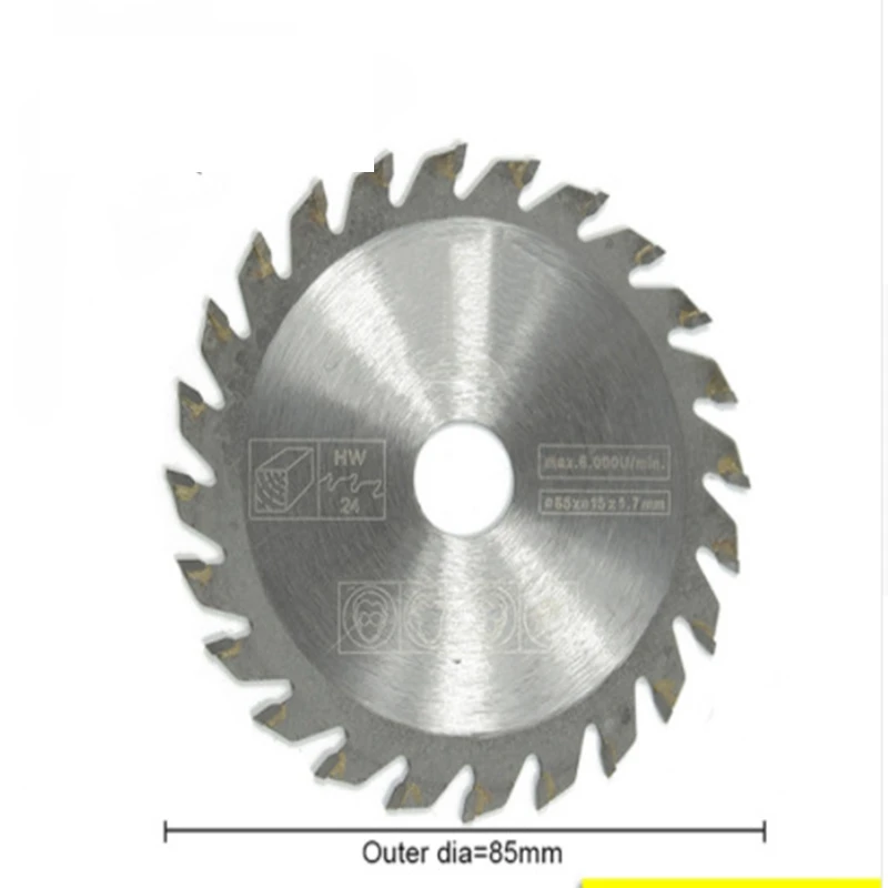 SHR 85 мм Диаметр карбида TCT 24 зуба циркулярной пилы 85*15*24 T для DIY и декоративной обычной резки древесины