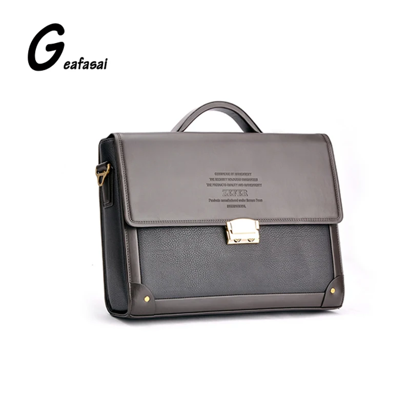 

brand designers brown good PU Leather Man's Business computer laptop Briefcase Shoulder bag handbag Zefer for men Male new