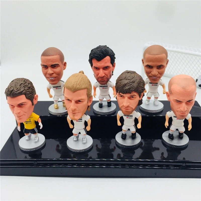 

1 set 7PCS Soccerwe Dolls with Show Box 2 Layers Zidane Raul Carlos Ronaldo Figurines or Choices from Lists