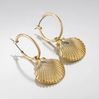 

AENSOA Fashion 2019 Gold Color Shell Pendant Drop Earrings For Women Pearl Statement Dangle Earrings Party Wedding Jewelry Gift