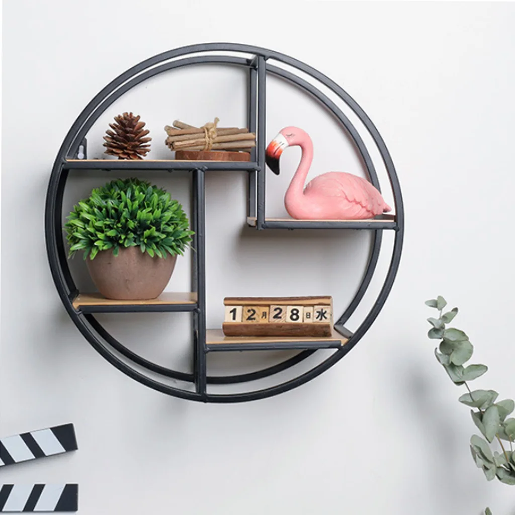   Black Iron Metal Wall Mounted Shelf Display Chic Floating Storage Unit Rack Display Stand Art Display