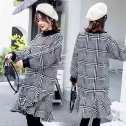 Одежда для беременных осень и зима новое платье нижняя Корейская версия Хаундстут лист лотоса для беременных женщин шерстяная юбка