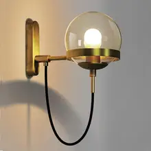 Lámparas de pared nórdicas, candelabro moderno, accesorio de luz de pared, luz LED de escalera, en forma esférica de vidrio incandescente antiguo rústico Post-moderno