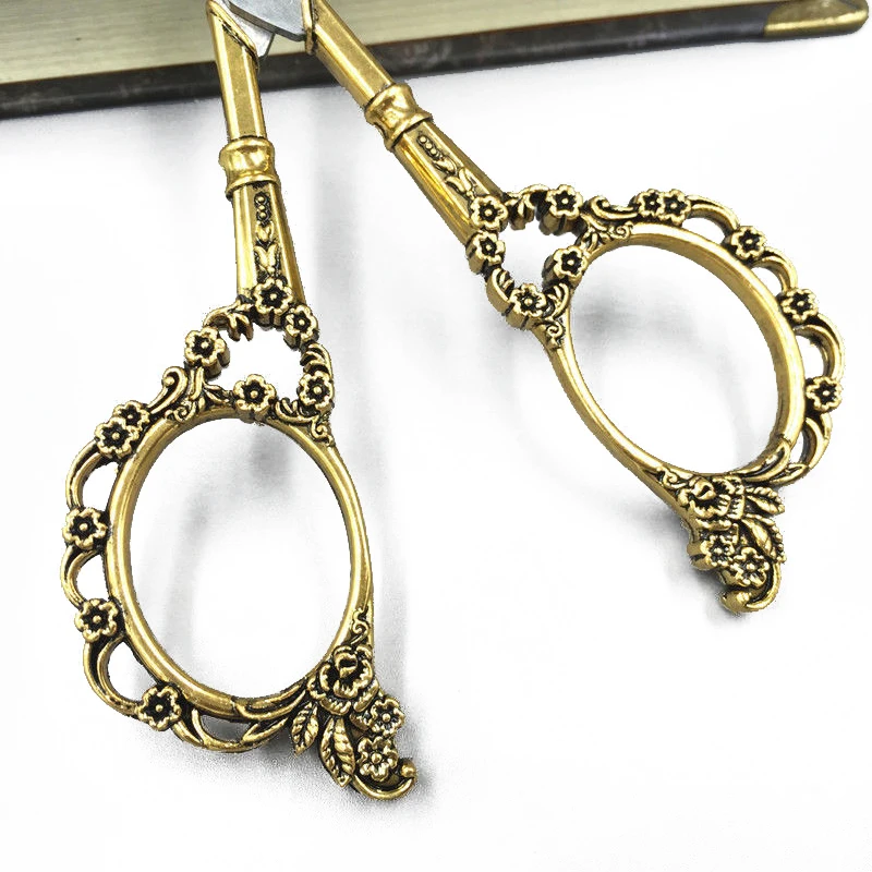 2018 Newest European Vintage Stainless Steel Sewing Shears Floral Scissors Craft DIY Tools
