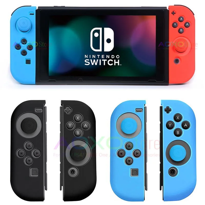 

Soft Silicone Case Flexible Gel Rubber Guards for Nintendo Switch Joy-Con Controller Grip Cover + 2pcs Thumbstick Silicone Caps