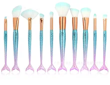 10PCS Mermaid Makeup Brushes Foundation Eyebrow Eyeliner Blush Powder Cosmetic Concealer Professional Makeup Brushes Set 12pcs cosmetic makeup brushes set foundation powder eyebrow lip eyeliner blush cosmetic concealer cosmetic brushes tools kit 11