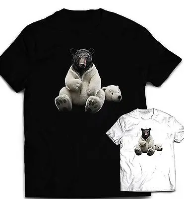 

bear t-shirt polar bear grizzly costume animal black white men's thirt euro size fashion short sleeve o-neck tops