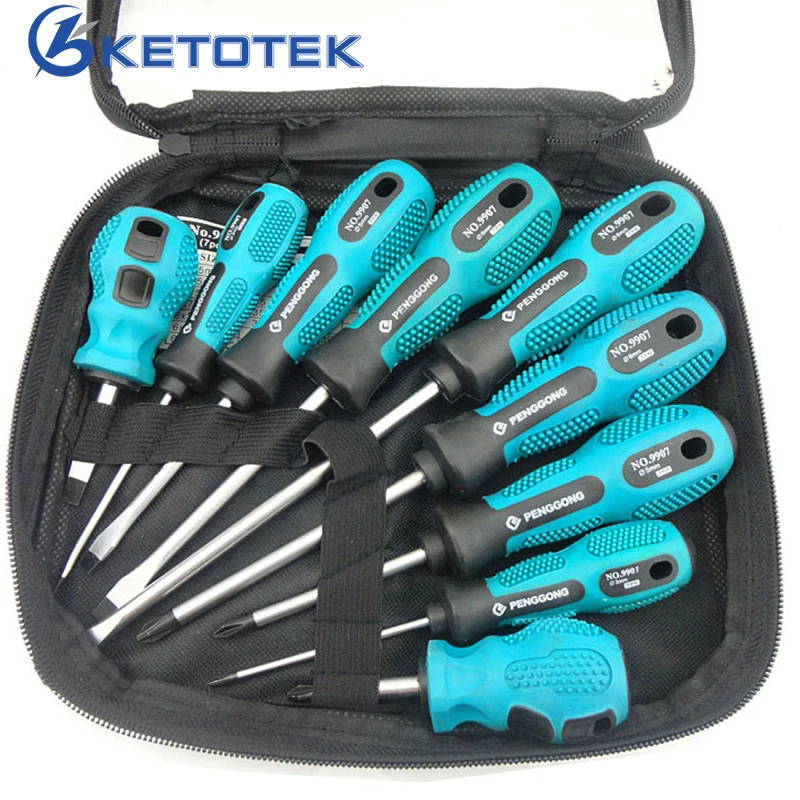 

Precision Screwdriver Set Handle 9 in 1 Manual Slotted Phillips Screwdriver Repair Chrome Vanadium Steel Hand Tools