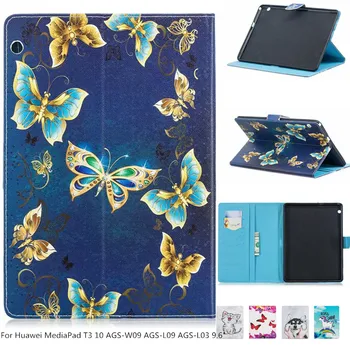 

Kawaii Unicorn Cat Puppy Case For Huawei Mediapad T3 10 Case Magnet Folding Cover For Huawei T3 10 Case AGS-L09 AGS-W09 9.6'