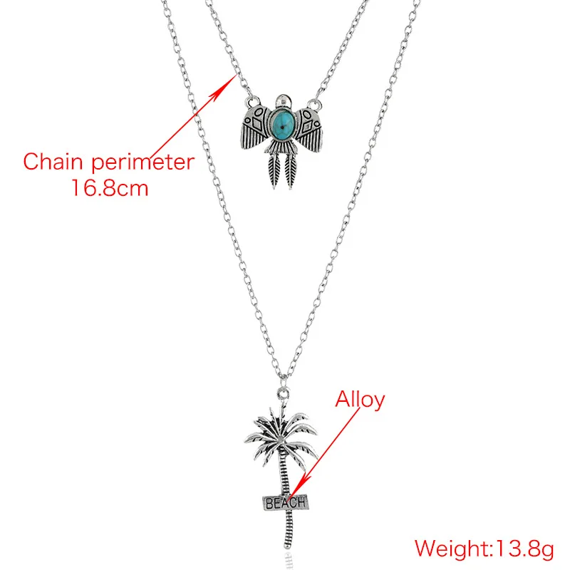 New Multilayer BEACH Coconut Tree Gold Choker Statement Necklace Bijoux Collier Femme Women Bird Charm Maxi Boho Jewelry Party