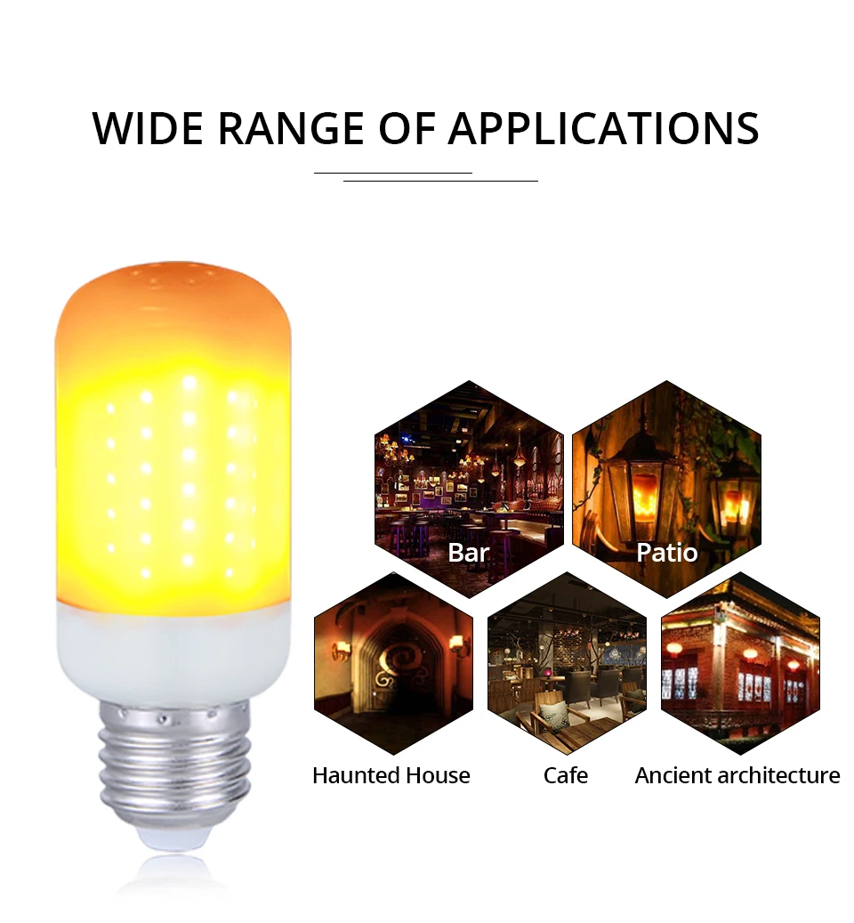 B22 E26 E12 E14 E27 LED Flame Lamp Light 85-265V Flickering Flame Effect Fire Light Bulb (3)