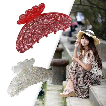

1Pc Women Full Rhinestone Hair Claw Hairpins Girls Bow Hair Clips Ponytail Holders Elegant Shining Hair Accessories