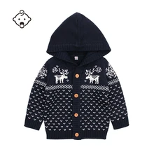 Детские свитера для девочек и мальчиков, вязаный Рождественский олень, вязаный крючком осенний свитер для новорожденного мягкий детский зимний костюм