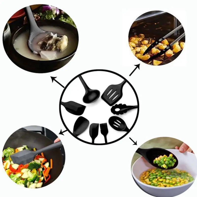10pcs Non-stick Kitchenware Silicone Heat Resistant Kitchen Cooking Utensils Baking Tool Cooking Set Cuisine Outils Accessoires 10pcs Non-stick Kitchenware Silicone Heat Resistant Kitchen Cooking Utensils Baking Tool Cooking Set Cuisine Outils Accessoires