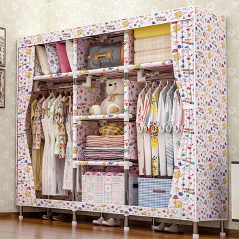 2018 storage furniture When the quarter wardrobe DIY Non-woven fold Portable Storage Cabinet bedroom furniture wardrobe bedroom simple fashion wardrobe non woven fabric steel frame reinforcement standing storage organizer clothes cabinet bedroom furniture