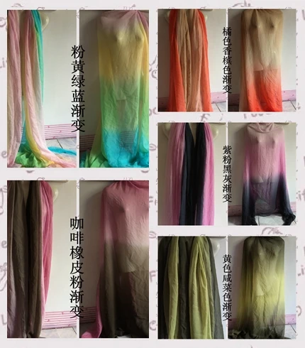 

A multicolor gradient 100% silk crinkle chiffon fabric cloth dress Joe gradient scarf fabric -2