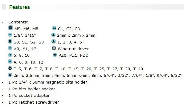 ProsKit SD-205 отвертка 62 шт. биты безопасности набор Многофункциональный Набор отверток с магнитный держатель бит