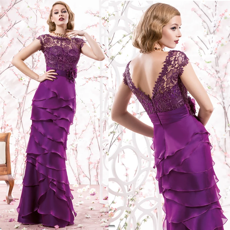 Baru Kedatangan Pruple Organza Renda Ibu Dari gaun ...