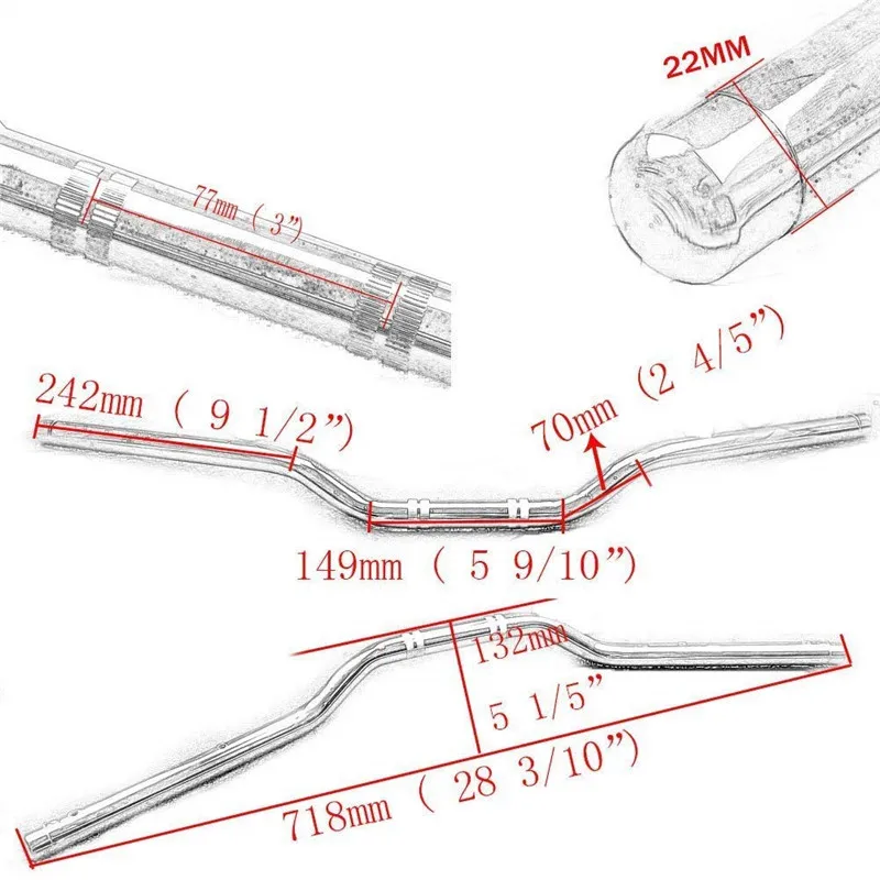 22 мм 7/" перетащите Бары руль для BMW F650CS F650 F800ST G650GS K75 K75RT R100CS R100R R100RT R100T R1150GS R1200C