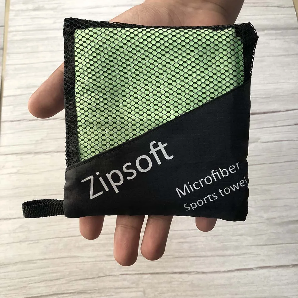 Zipsoft, быстросохнущее полотенце для путешествий, ультралегкое компактное полотенце для плавания, микрофибра, для рук, для спортзала, кемпинга, туризма, антибактериальное - Цвет: Зеленый