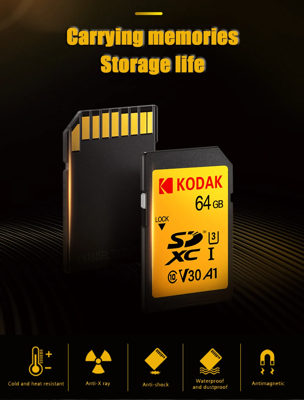 Sd-карта Kodak 64 Гб карта памяти 128 ГБ SDXC U3 V30 carte sd для sony Canon Nikon micro SLR цифровая камера cartao de memoria