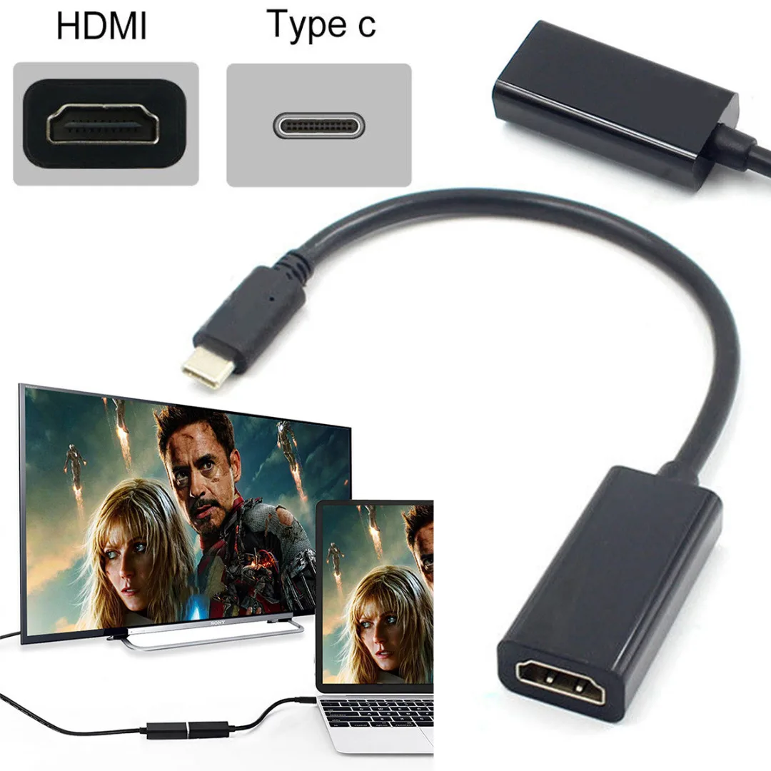

Mayitr 1pc USB-C to HDMI Cable High Speed Type-C To HDMI HDTV Adapter Cable Gold Plated Connectors For Samsung S8 Huawei